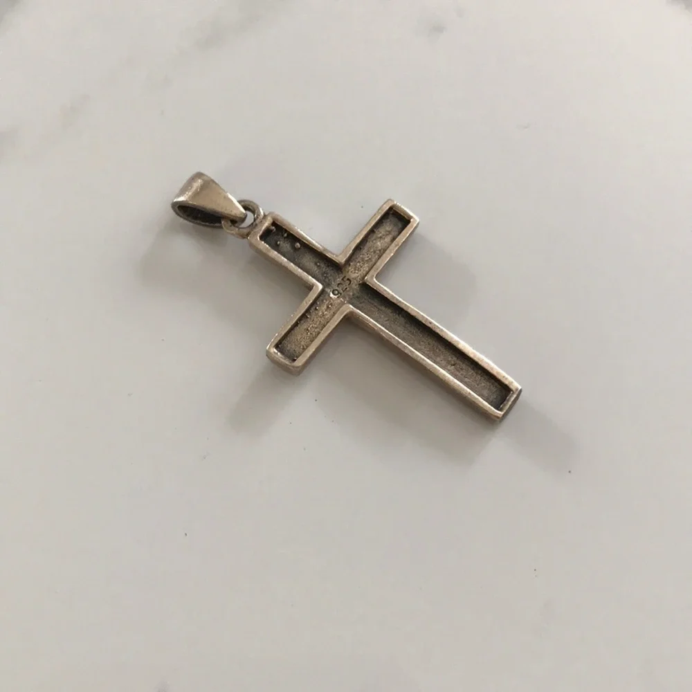 Vintage Sterling Silver Marcasite Cross Pendant